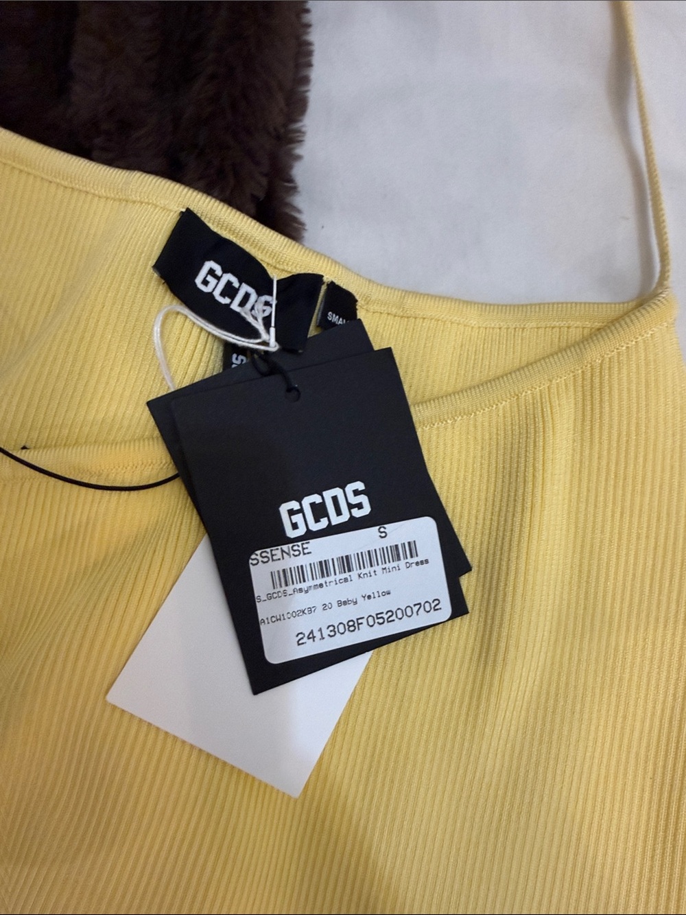 GCDS Yellow Cutout Ribbed Dress - Picture 2 of 3
